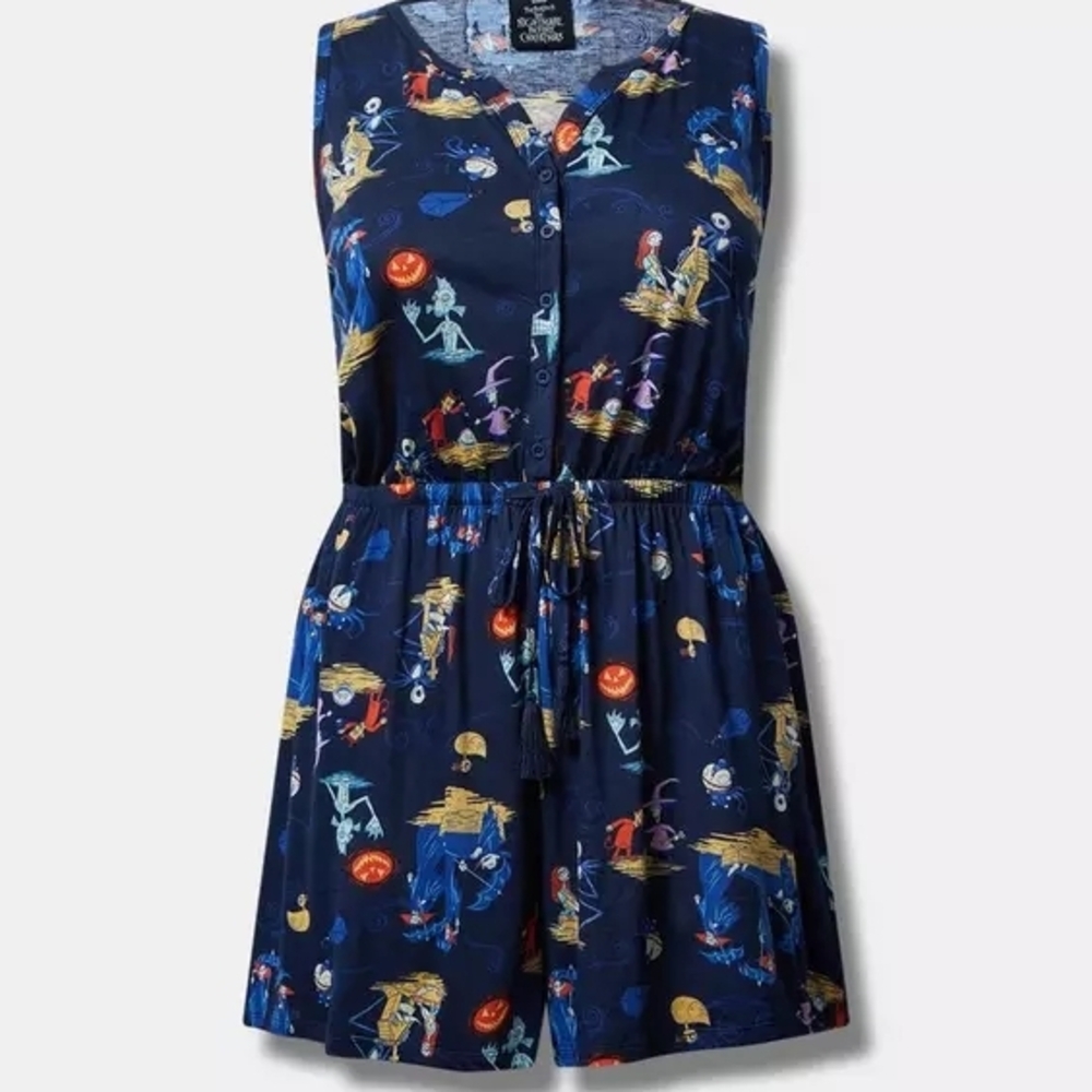 NWT Torrid Nightmare Before Christmas Button Front Sleeveless Romper- Size 3x - Picture 5 of 10